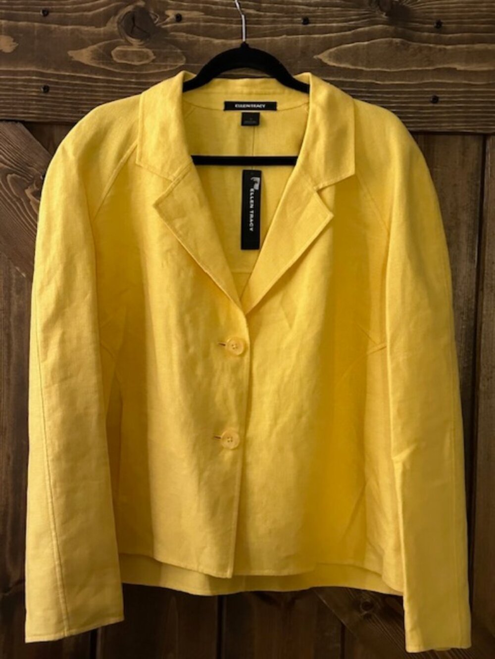 Ellen Tracy |  100% Pure Linen Jacket Sunshine Yellow Side Pockets - Sz 18 NWT